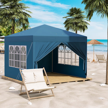 Paviljoen - Tuinpaviljoen - Partytent - Tuintent - Pop-up Kliksysteem - Stabiel - Vouwtent - met Zijwanden - voor 4-6 Personen - Opvouwbaar - Waterdicht - Winterbestendig - 50+UV-Bescherming - voor Tuin - Buiten - Achtertuin - 3 x 3 m - Blauw