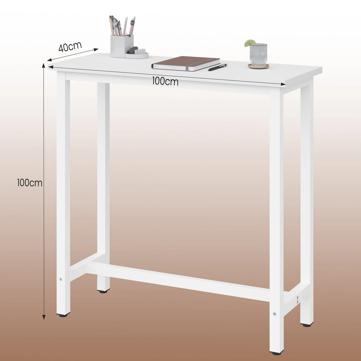 WOLTU Bar Table Bistro Dining Table MDF Wood Vintage 100x40x100cm High Coffee Counter Table for Kitchen Bar Balcony - QUORE
