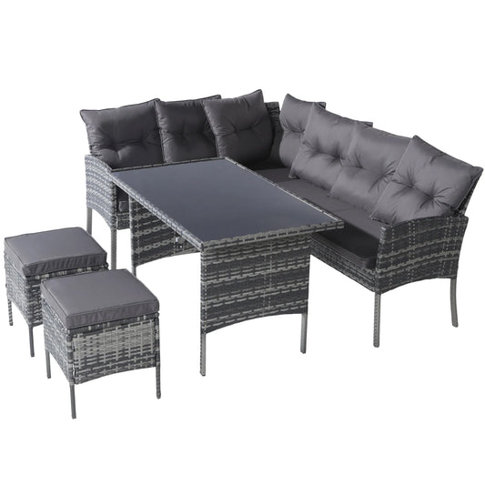 Tuinmeubelset – Buitenmeubilair – Tuinset – Loungeset – Metalen Frame – UV-Bestendig PE-Rattan – Wasbare Kussens