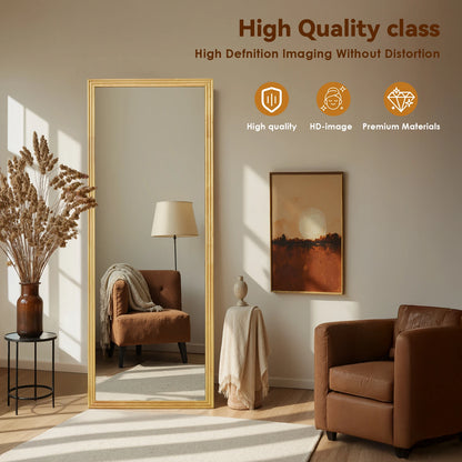 Volle Lengte Spiegel – Staande Spiegel – Wandspiegel – Kleedkamerspiegel – Massief Houten Spiegel – 160x50 cm – Robuust Massief Houten Frame – Heldere Kristalheldere Reflectie – Zwart