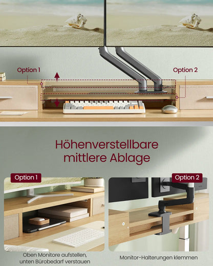 Elektrisch Sta-bureau - Hefbureau - Hoektafel - Monitorstandaard - Verstelbaar - met USB-oplaadpoort - voor Thuiskantoor - 50dB - 60 x 140 x 72-120 cm - Wit