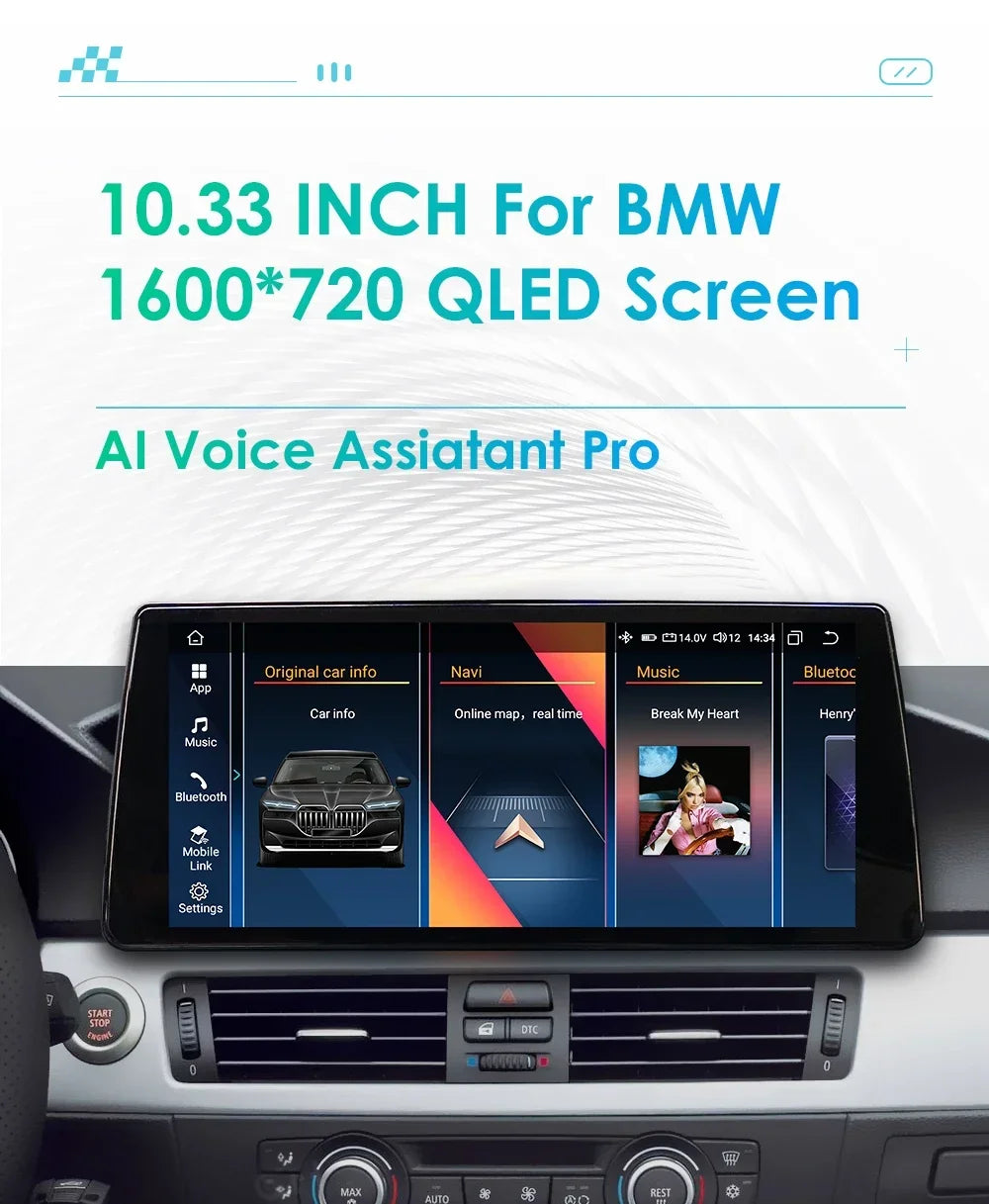 2DIN Android Autoradio – Multimedia Speler – GPS Navigatie – CarPlay Systeem – 4G Internet – 10,33 Inch QLED Touchscreen – 8GB RAM & 128GB Opslag – Steering Wheel Control