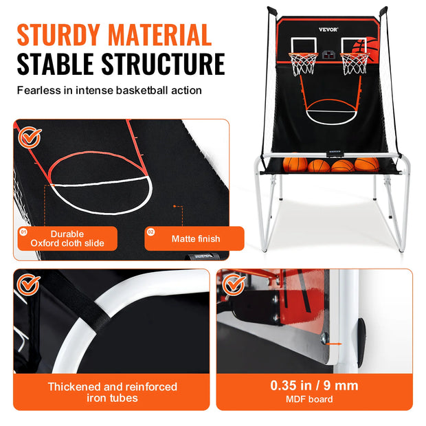 Basketbal - Arcade - Basketbalring - Opvouwbare basketbal Arcade - 2 speler - 80x54x81 inch - Dual Shot Sport - met 4 ballen 8 spelmodi voor kind Volwassene