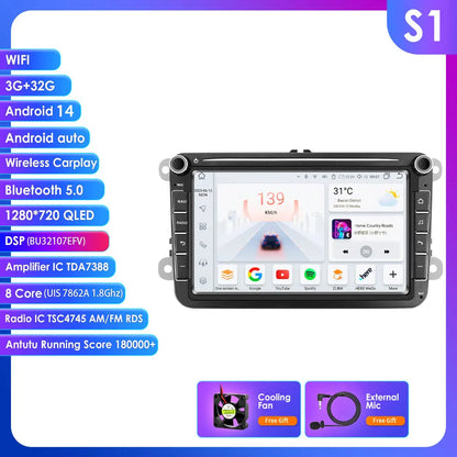 Android Autoradio – Auto Multimedia Systeem – Inbouw Radio – GPS Navigatie – Carplay Android Auto – 8 Inch Touchscreen – 4GB RAM 32GB Opslag – S1 3G Variant