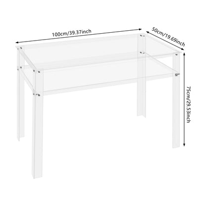 Acrylic Bureau – Transparant Bureau – Modern Schrijftafel – Laptop Tafel – Studietafel – Dubbele Laag – Duurzaam Acryl – 100x50x75 cm - QUORE