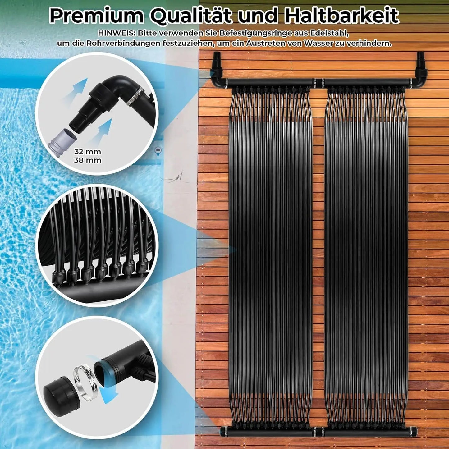 Zonnepaneel - Zonnecollector - Zonnecel Oplader - Zonnepanelen met Stekker - Solar Zwembadverwarming - Zonnepaneel Verwarmer - Pool Heater - Zwembad Verwarming Zonne energie - 600x75 cm – Weerbestendige PE Verwarming voor Buitenzwembaden & Spa’s