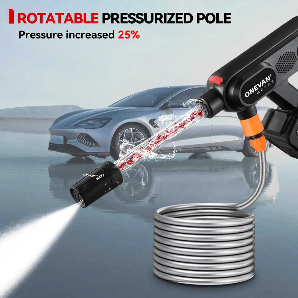 Hogedrukreiniger - Terrasreiniger - Accu - Elektrische - 220Bar - 5-in-1 - Draadloos Spuitpistool - 1 Batterij & EU-Stekker voor Auto, Tuin en Terras
