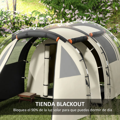 Familie Tent voor 4-5 Personen - 460x230x180 cm Donker Khaki - Waterdicht - 2 Kamers - 22 Haringen - Ideaal voor Kamperen - QUORE
