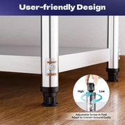 Roestvrijstalen Keukentafel - Keukens & Voorraadkasten - Gemakkelijk te Demonteren Tafel - Keukenplank voor Voorraadkasten - 3-Laags Werktafel & Opslagrek voor Restaurants - Zilver