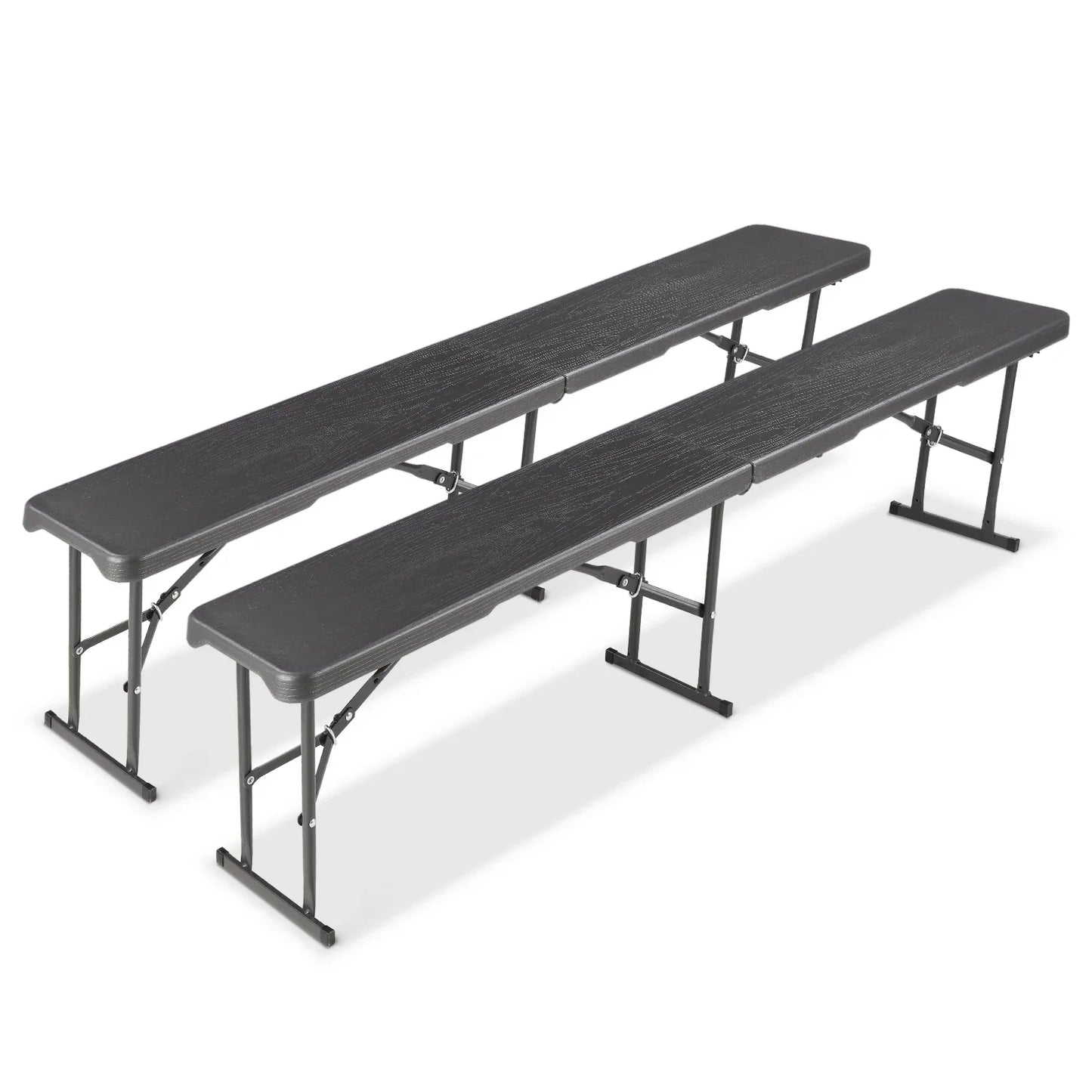 Opvouwbare Kunststof Bank - 2 Stuks Opvouwbare Kunststof Bank met Handvat - Voor Tuin - Camping & Balkon - Draagbare kruk -  183x28x43 cm - Wit - Voor Tuin, Camping & Binnengebruik