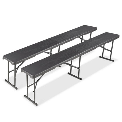 Opvouwbare Kunststof Bank - 2 Stuks Opvouwbare Kunststof Bank met Handvat - Voor Tuin - Camping & Balkon - Draagbare kruk -  183x28x43 cm - Wit - Voor Tuin, Camping & Binnengebruik