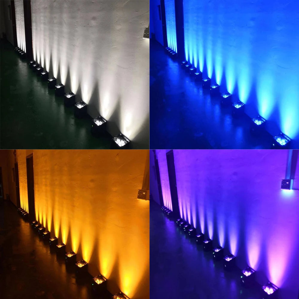 LED Par Lights – LED Stage Licht – DJ Verlichting – Party Lampen – Professionele LED Spots – Draadloze Wifi Afstandsbediening – Oplaadbare 8800mAh Batterij – Set van 4 met EU Plug - QUORE