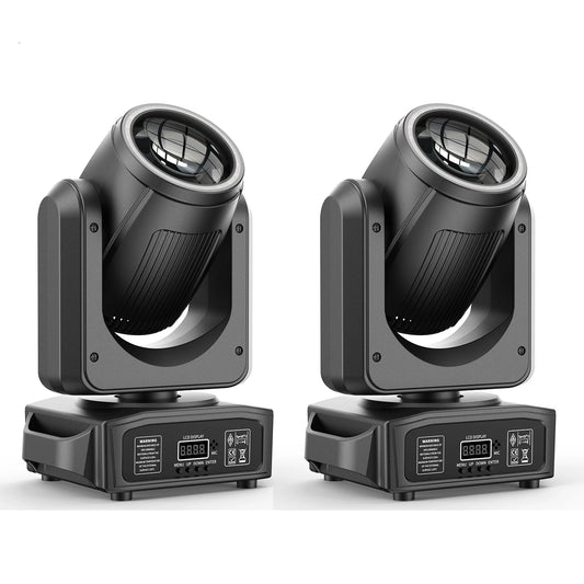 LED Moving Head Licht – Moving Head Lamp – DJ Licht – Podiumverlichting – RGB Effect Lamp – Set van 2 Zwart EU Plug – 150W Krachtige LED – 3° Smalle Beam Angle - QUORE