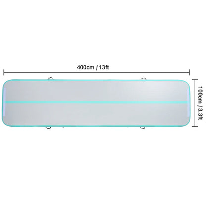 Gymnastiekmat - Opblaasbare - Turnmat - Dikke Tumbling Mat - met Elektrische Pomp - Voor Thuis - Gym & Training - Hoogwaardig PVC-materiaal - Ergonomische Handgreep - en Schouderband - 13ftx3.3ftx4inch - Groen - QUORE