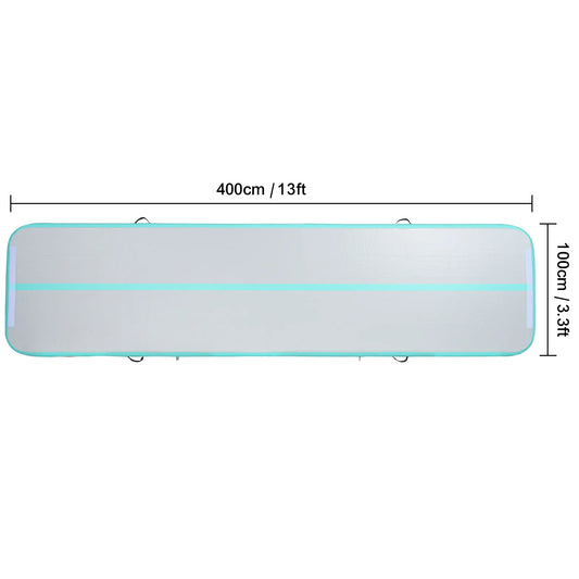Gymnastiekmat - Opblaasbare - Turnmat - Dikke Tumbling Mat - met Elektrische Pomp - Voor Thuis - Gym & Training - Hoogwaardig PVC-materiaal - Ergonomische Handgreep - en Schouderband - 13ftx3.3ftx4inch - Groen - QUORE