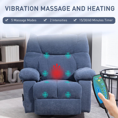 Elektrische Relaxfauteuil – Relaxstoel – Massagefauteuil – Relaxstoel Met Massage – Verstelbare Rugleuning – Warmtefunctie – 360° Draaibaar - QUORE