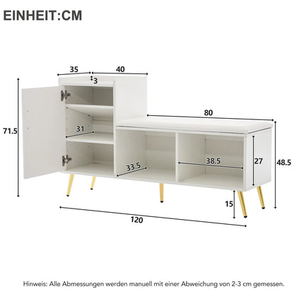 Schoenenkast – Schoenenrek – Schoenenopberger – Schoenenbank – Schoenenmeubel – Hoogglans Wit – Verstelbare Planken