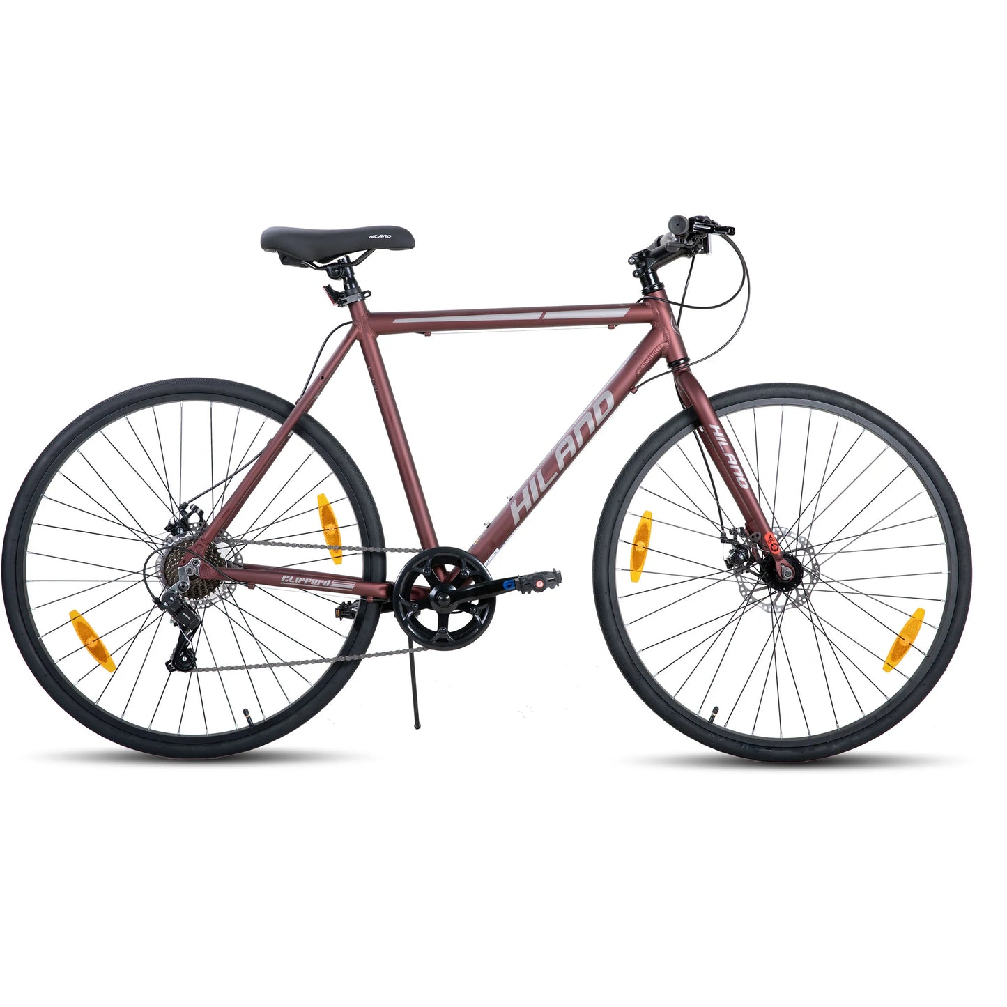 Hiland 700C Men's and Women's Road Bike, Lightweight Aluminum Frame, 7-Speed Dual Disc Brake Racing, 28-Inch Commuter Road Bike - QUORE