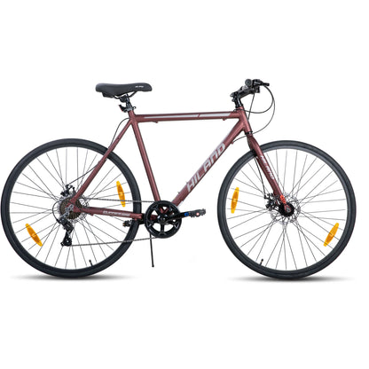 Hiland 700C Men's and Women's Road Bike, Lightweight Aluminum Frame, 7-Speed Dual Disc Brake Racing, 28-Inch Commuter Road Bike - QUORE