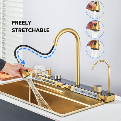 Keukenspoelbak - met Kraan - Digitaal Display - Temperatuurregeling - Waterval Waterfilter - Zeepdispenser – Grote Capaciteit - RVS - Gijs