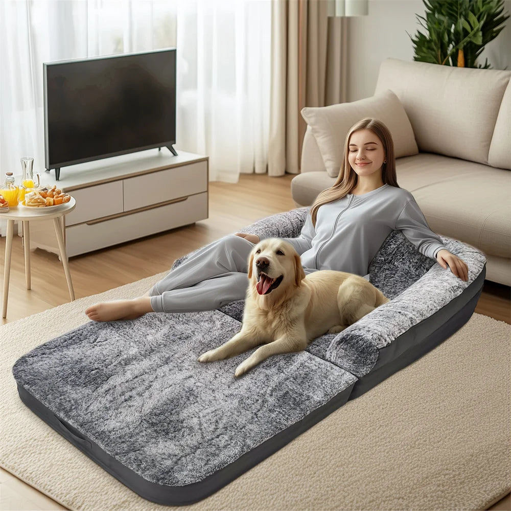 Hondenbed – Huisdierbed – Grote Hondenmand – Dierenkussen – Extra Groot 180x95 Cm – Zachte Pluche En PU-Leder