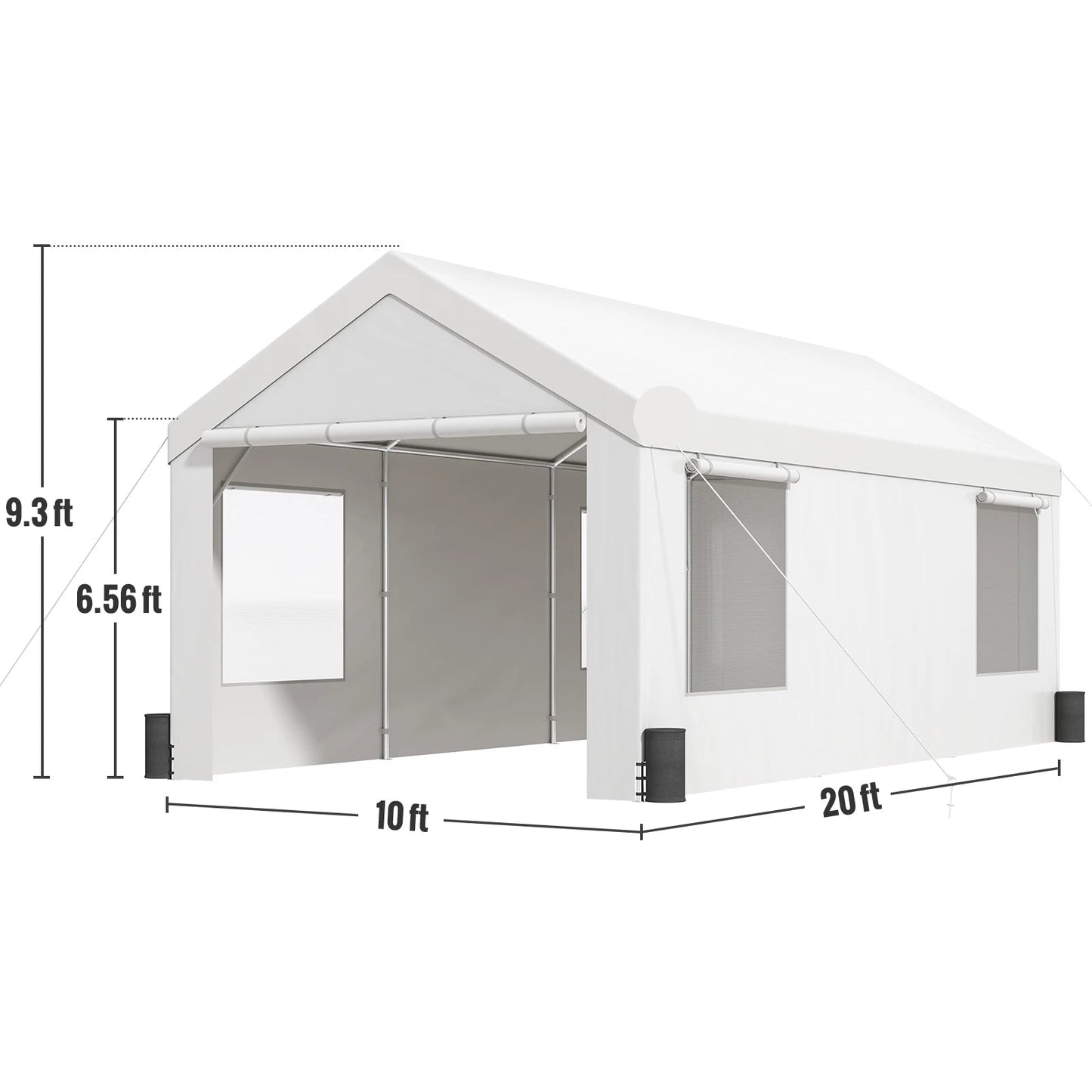 Garagetent - Partytent - Carport Tent - Tent - Vervangende Overkapping - Pickup Truck Tent - Waterdicht & UV Beschermd - 10x20FT - Tuin - Buiten Carport - Wit