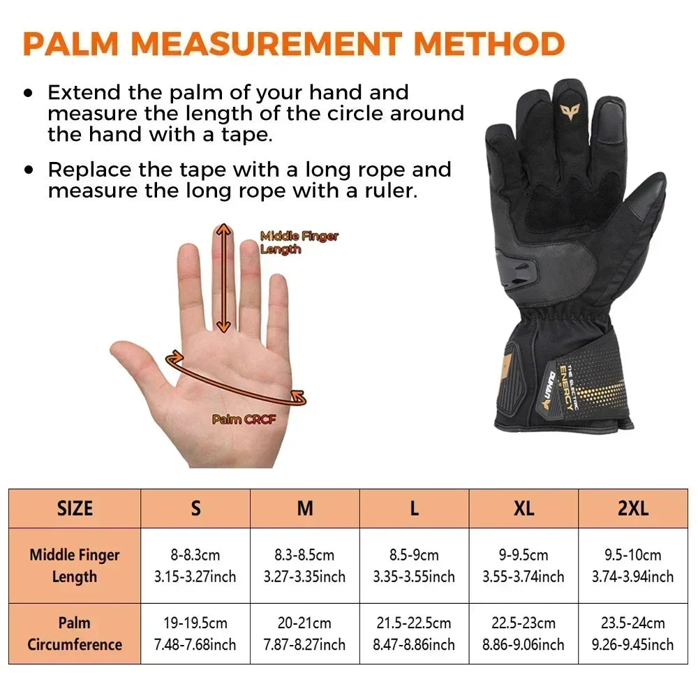 Heated Gloves - Winter Leather Gloves - Rechargeable Heated Gloves - Waterproof Gloves - Winter Moto Heated Gloves - Battery Powered Heated Gloves - For Motorcycle, Ski Camping - Leather - Medium
