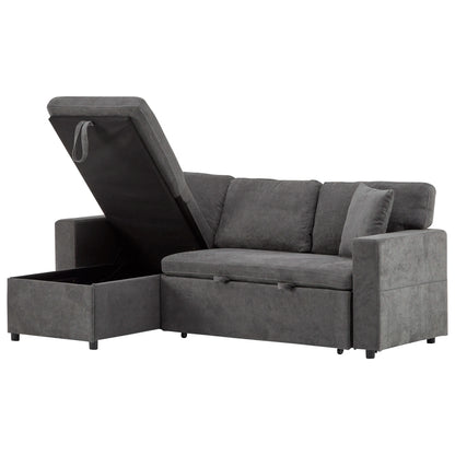 Slaapbank – Hoekbank – Bedbank – Sofa Bed – Zitbank – L-vormig – Met Slaapfunctie en Bedbox – Inclusief Opbergruimte en USB-oplaadpoort