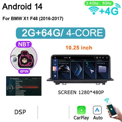 12,5" Multimediaspeler – Autoradio – Navigatiesysteem – Touchscreen – Android Speler – Draadloze CarPlay & Android Auto – Android 14 Besturingssysteem – 4G LTE & WiFi Support