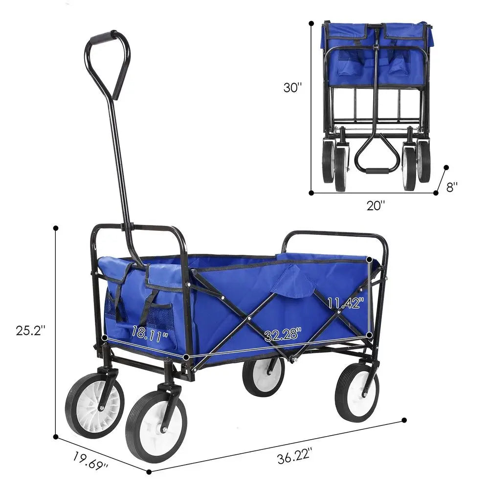 Bolderkar - Wagen - Bolderwagen - Opvouwbaar - Strandkar - Sterke Camping - en Strandwagen met Wielen en Handvat - Groen