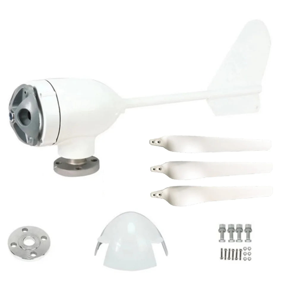 Horizontale Windturbine – Windgenerator – Duurzame Energie – 3000W Vermogen – Aluminium Behuizing – Laag Geluid - 12V - met MPPT-controller