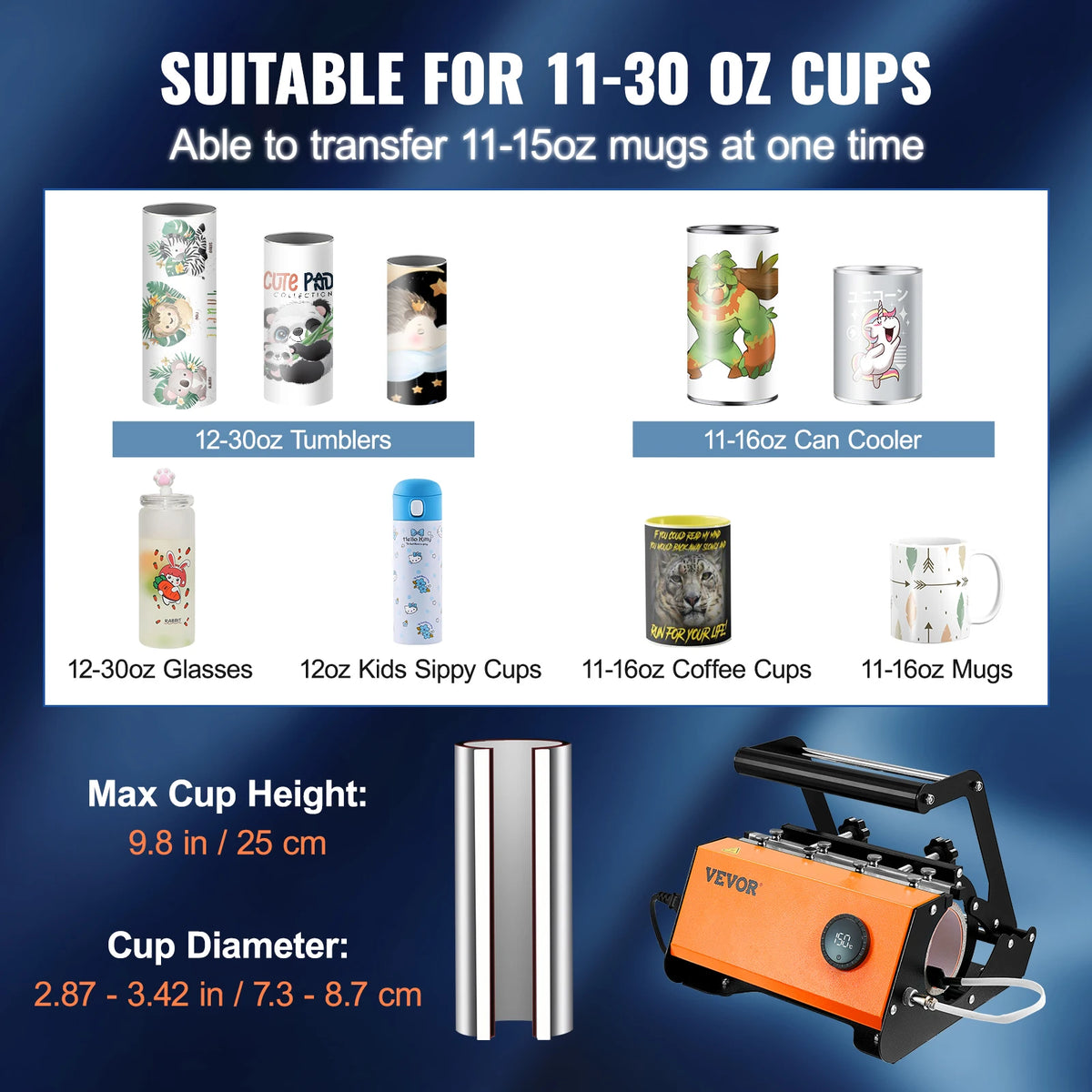 Tumbler Heat Press Machine - Heat Press Machine - Heat Press Machine Mokken - Transfer Press - Mokken Heat Press - Sublimatie - 30oz 20oz voor Skinny Tumbler - 11-15OZ Mokken