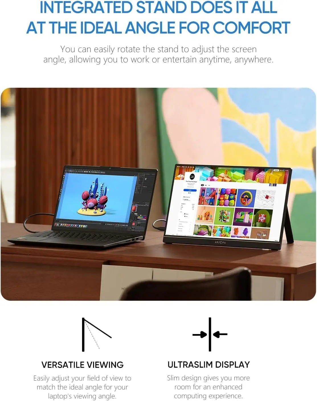 Draagbare Monitor – Portable Scherm – Extern Display – Laptop Monitor – 17,3 Inch Full HD – Aluminium Behuizing – IPS Scherm – Ingebouwde Speakers