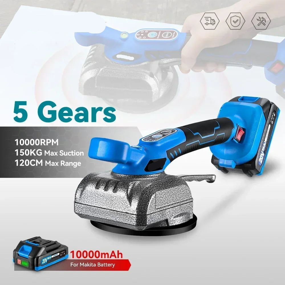 Tegeltiller - Tegelzuignap - Elektrische - Draadloze Tegelmachine - 150 kg Draagkracht - 5 Snelheden - Voor Wand - en Vloertegels - 18V Accu - 10,000RPM - 2 Accu's met 1 Lader