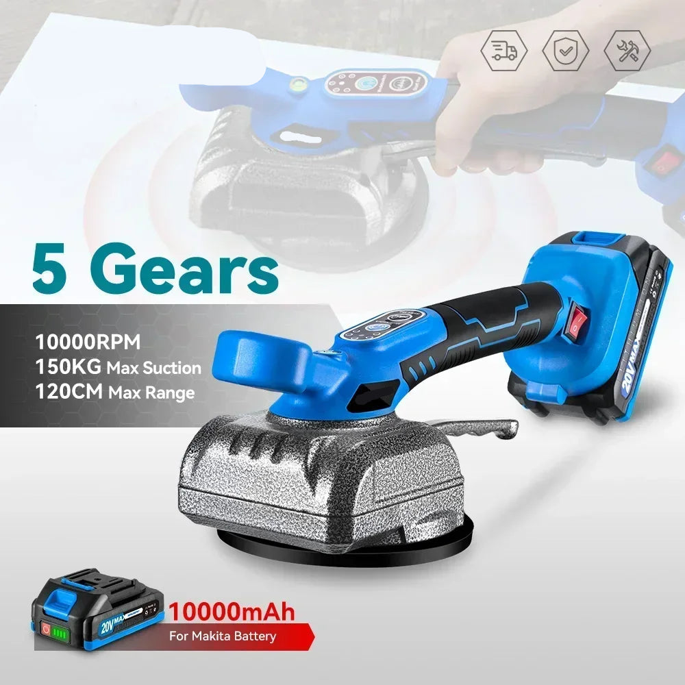 Tegeltiller - Tegelzuignap - Elektrische - Draadloze Tegelmachine - 150 kg Draagkracht - 5 Snelheden - Voor Wand - en Vloertegels - 18V Accu - 10,000RPM - 1 Accu's met 1 Lader