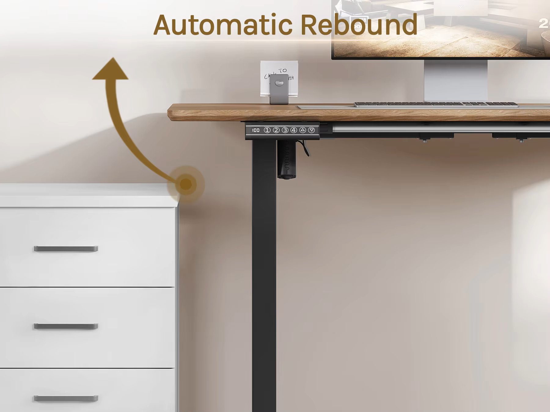 Bureauframe - Elektrisch Sta-bureaubeugel - Hefbureauframe - Verstelbaar - met USB-oplaadpoort - Geheugenbediening - voor Thuiskantoor - 29V - 60 x 135 x 120 cm - Zwart - QUORE