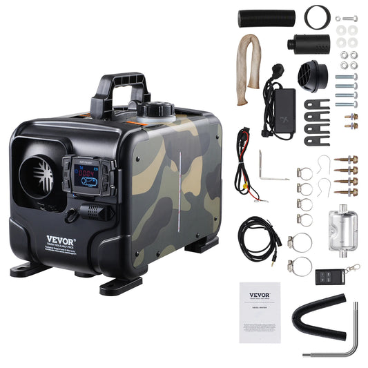SucceBuy 8KW Car Heater 12V/24V All in One Diesel Air Heater Bluetooth/Display/CO Alarm Horizontal Diesel Heater Vehicle/Garage - QUORE
