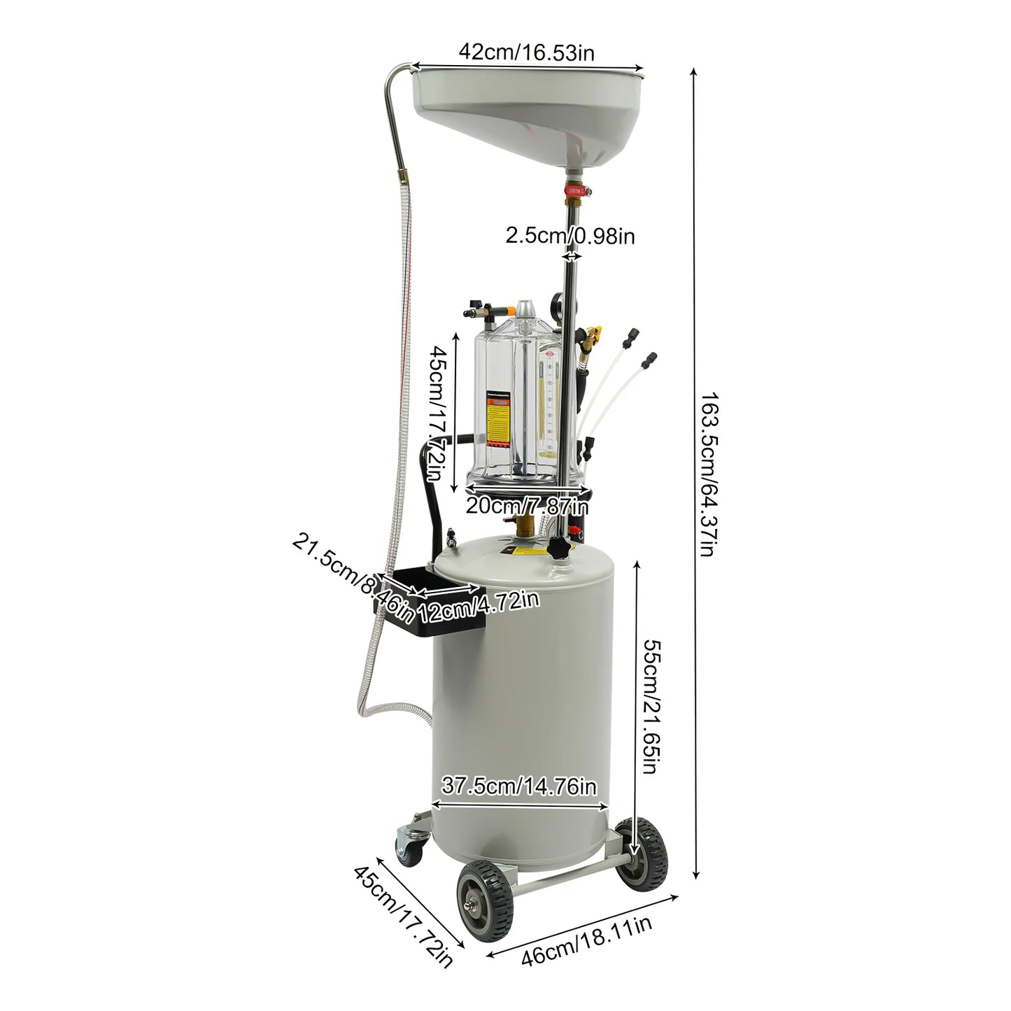 Afvalolie Opvang – Olieopvangbak – Olieafscheider – Olieopvangset – Olieopvangtank – 70 Liter Capaciteit – Vacuümtechniek - QUORE