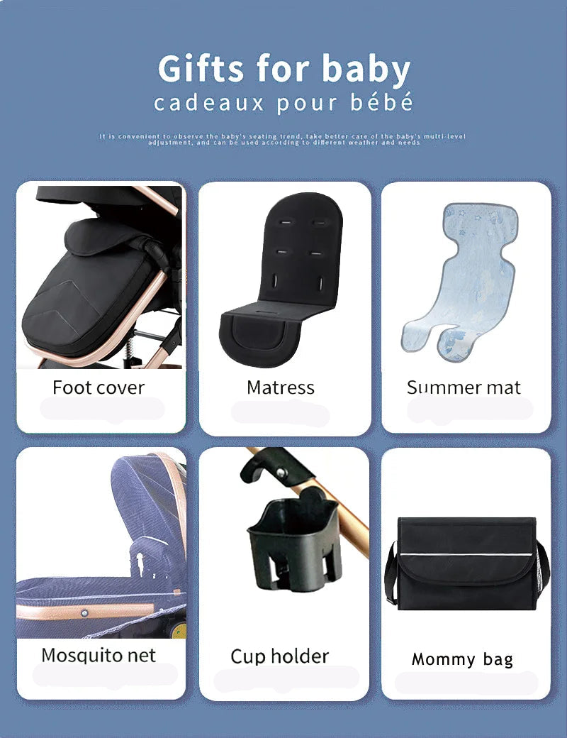 Kinderwagen - Buggy - Baby Kinderwagen 3 in 1 - Luxe Opvouwbare Wandelwagen - Baby Autostoel - Hoog Landschap Babywagen - voor Pasgeborenen - Inclusief Veiligheidszitje - Rood