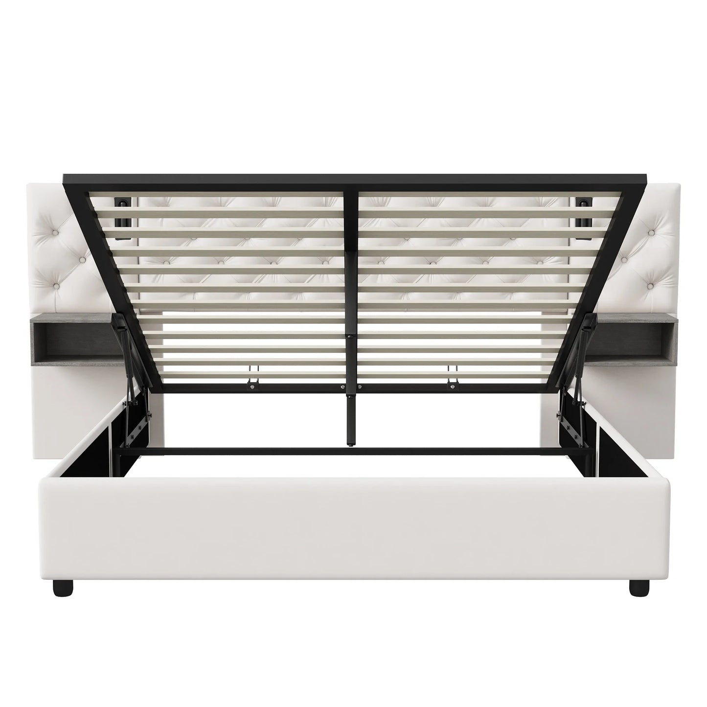 Bedframe – Opbergbed – Gestoffeerd Bed – Tweepersoonsbed – Hydraulische Lift – Velvet Hoofdeinde – USB Poort