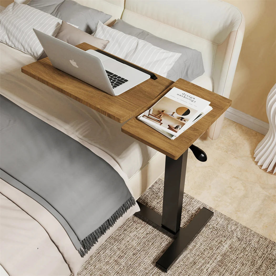 LUVODI Height Adjustable Mobile Over Bed Bedside Laptop Desk with Hidden Wheels Rolling Sofa Side Table - QUORE