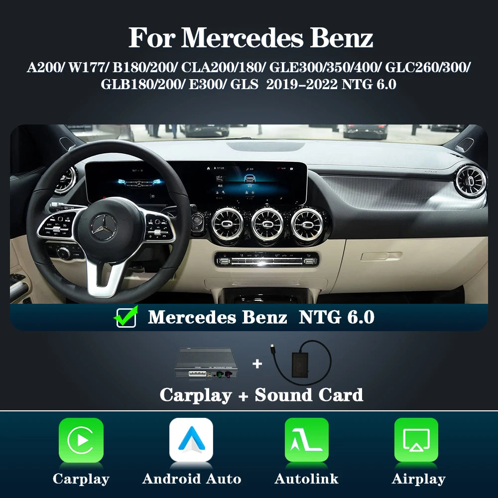 Android Auto Adapter – Draadloze CarPlay Adapter – Smart Connect Adapter – Multimedia Interface – Voor Mercedes Benz NTG 6.0 2019-2022 – Plug & Play Installatie – Bluetooth GPS Wifi