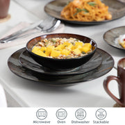 Servies - Servies set - 16 Stuks - Vintage Keramiek - Omvat diner/dessertbord - Kom - Koffiekopjes - Bruin