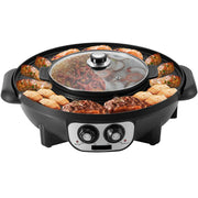 Electric BBQ Pan - 2 in 1 - 2200W - Gourmet - Hotpot Electric - Korean BBQ - Korean Grill - Party Pan - Multifunction - Non-stick - Smokeless - Non-stick - Removable - Black