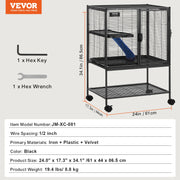 Vevor - Hamster - Hamster Cage - Hamster House - 64.6” Rolling Metal Ferret Cage Large 4-Tier Critter Nation Cage - for Pet Rats Hamster Guinea Chinchilla