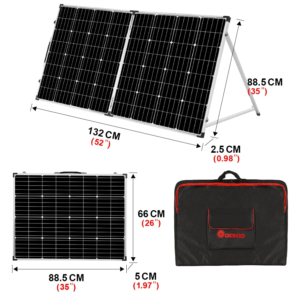 Draagbaar Zonnepaneel – Opvouwbaar Zonnepaneel – Mobiel Zonnepaneel – Camping Zonnepaneel – 160W Vermogen – Monokristallijn – 10A PWM Laadregelaar