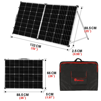 Draagbaar Zonnepaneel – Opvouwbaar Zonnepaneel – Mobiel Zonnepaneel – Camping Zonnepaneel – 160W Vermogen – Monokristallijn – 10A PWM Laadregelaar