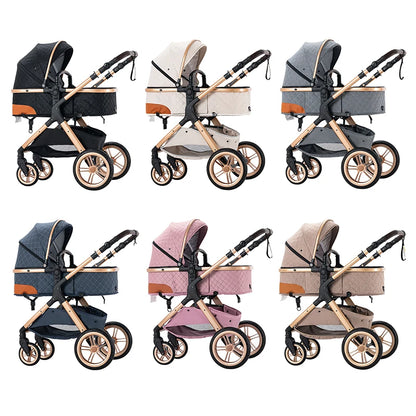 Stroller - Buggy - Kinderwagen 3-in-1 - Kinderwagens - Draagbare Reis Kinderwagen  - Hoogland Pram -Multifunctionele Aluminium Frame Kinderwagen - Hoge uitvoering - Low version - Blauw