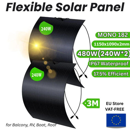 Flexibel Zonnepaneel Set – Opvouwbaar Zonnepaneel – Draagbaar Solar Paneel – Lichtgewicht Zonne-energie – 16,5% Rendement – Duo-Panelen