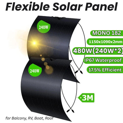 480W Balkon Zonnepanelen Set – Flexibel Zonnepaneel – Solar Kit – Micro Omvormer – Plug & Play – Monokristallijn 17,55% Efficiëntie – Weerbestendig IP67